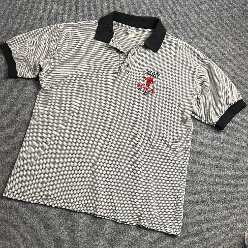 Vintage Chicago Bulls Shirt Mens XL Gray NBA Basketball True Fan Polo 90s